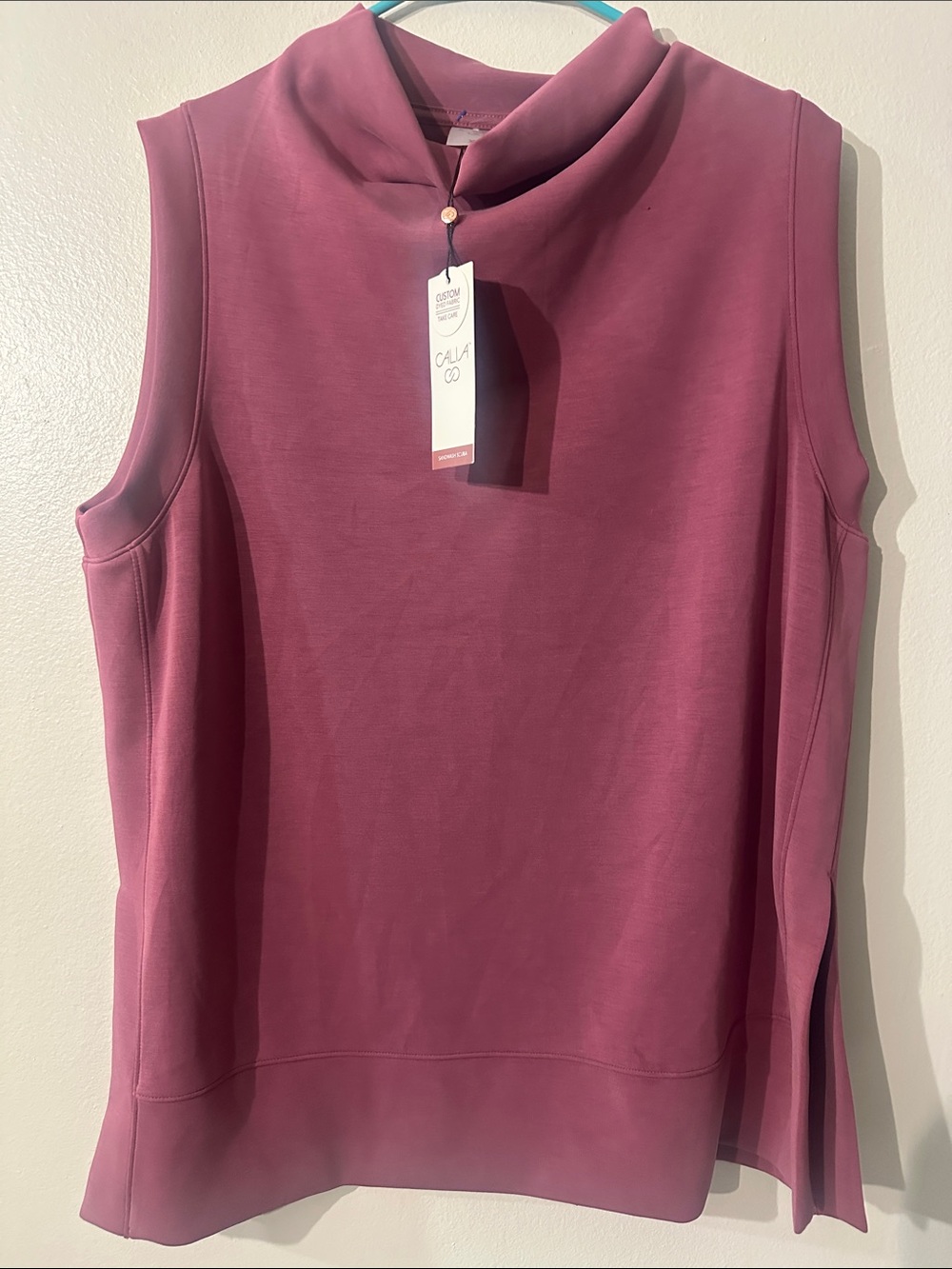 CALA Collection Mock Neck Sleeveless Tank Top in Dusty Rose